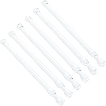 6PCS Small Tension Curtain Rod 27 to 38 Inch,White Short Curtain Rods No Drilling,Loaded Expandable Spring Curtain Rods for W