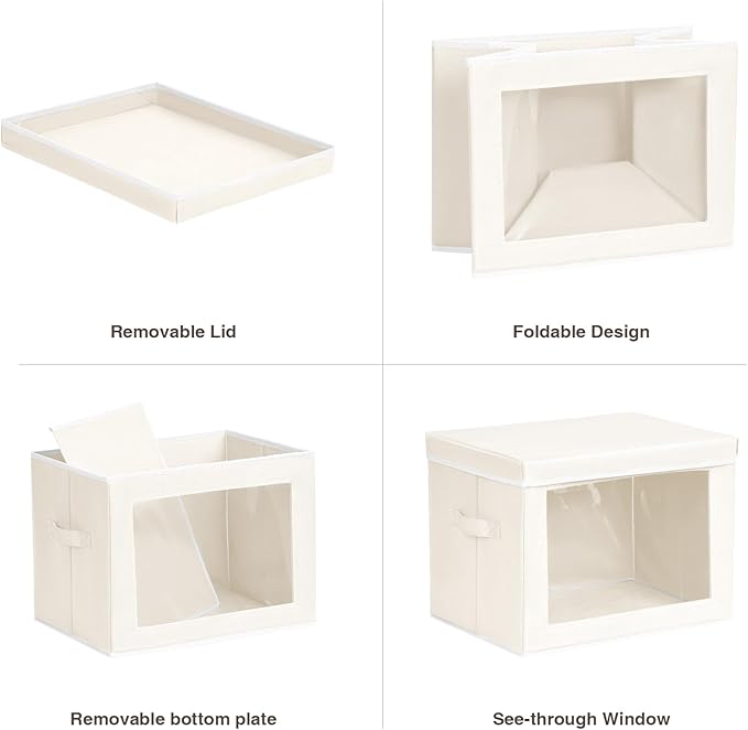 Homsorout Fabric Storage Bins with Lids, Decorative Storage Boxes, Closet Storage Bins with Window, Storage Baskets for Close