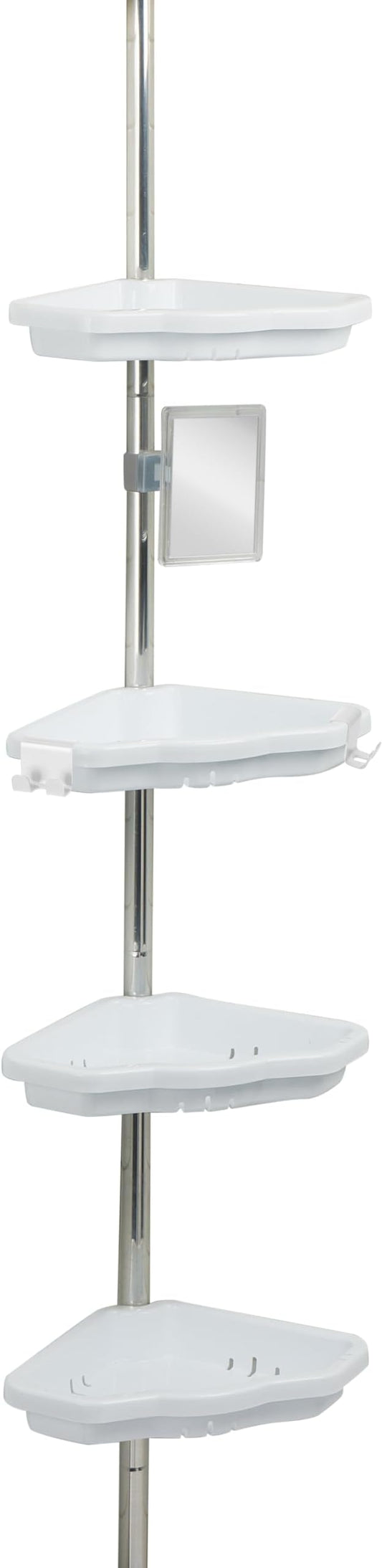 Bath Bliss Aluminum Corner Shower Organizer | 4 Tier | Holds Large Bottles | Expands 4Ft to 8Ft | Self Draining | Ant-fog Mir