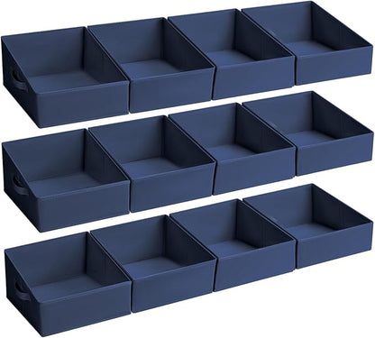DIMJ Closet Storage Bins 12 Pack - Fabric Storage Baskets for Shelves, Collapsible Clothes Organizer with Handles, Trapezoid 
