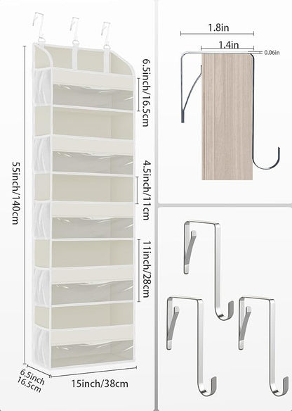 TAHAVICE 1 Pack Over The Door Storage Organizer with 5 Pockets 10 Mesh Pockets, 44 lbs Weight Capacity Door Hanging Organizer