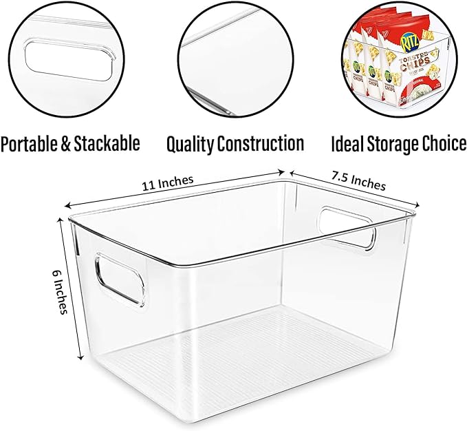 Clear Plastic Storage Bins, Pantry Organizers and Storage, Kitchen Organization and Storage Containers Bins for Organizing, F