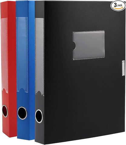 Foldable A4 Document Box with Lid, Pack of 3 Plastic Archive Cases, 31x24x4cm, File Folder Organizer Document Storage File Bo