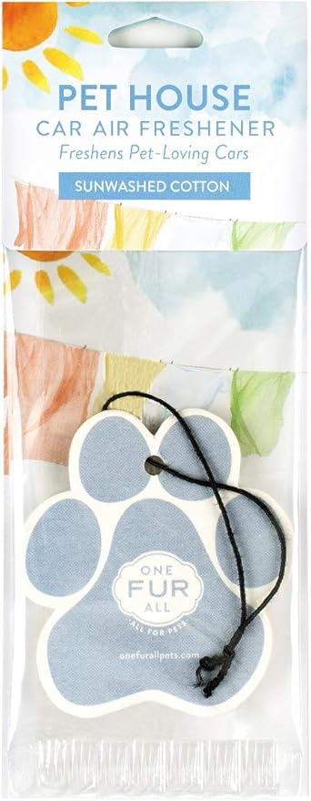 One Fur All Pet House Car Air Freshener - Sunwashed Cotton Pack of 4 - Non-toxic Car Air Freshener - Pet-Friendly Air Freshen