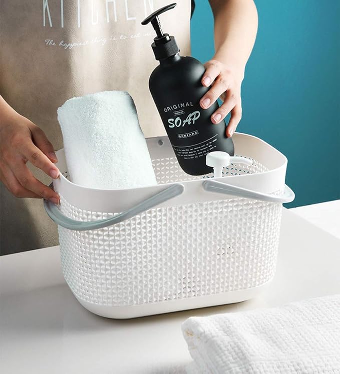 UUJOLY Portable Shower Caddy Basket Tote, Plastic Storage Basket with Handles Organizer Bins for Kitchen Bathroom College Dor