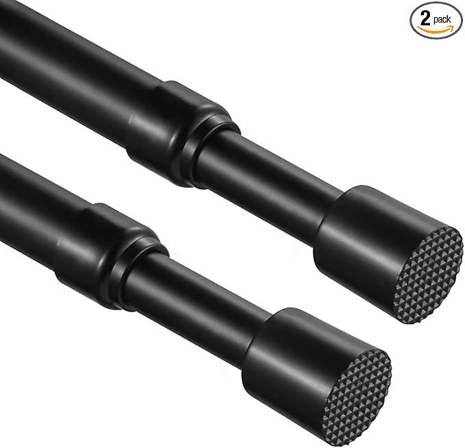 2 Pcs Tension Rod, OEH Tension Curtain Rod, No Drilling Rustproof Tension Rods for Windows 28 to 48 inch, Spring Adjustable T