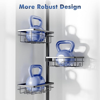 Shower Caddy Organizer Tension Pole, Rustproof 6-Pack Corner Shelf with 30-120 Inch Adjustable Shower Rack for Inside Shower,
