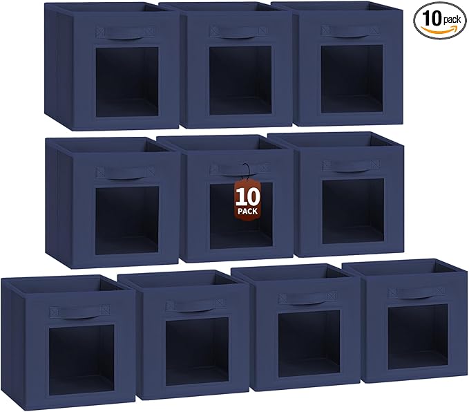 Homsorout Storage Cube 11 Inch - Cube Storage Bins with Window, Closet Storage Baskets with Handle, Fabric Bins for Closet, S