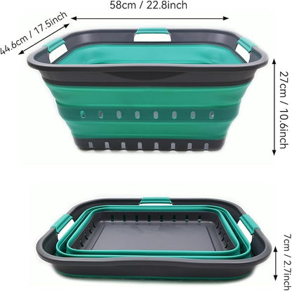 SAMMART 42L (11 gallon) Collapsible Plastic Laundry Basket - Foldable Pop Up Storage Container/Organizer - Space Saving Hampe
