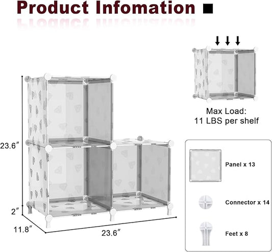 UNKU Cube Storage Organizer, 3 Cube Closet Organizer Storage Shelves, DIY Stackable Bookcase, Clothes Organizer Shelf for Clo