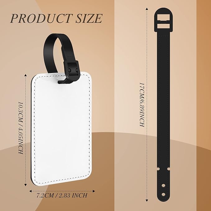Frienda 8 Pieces Sublimation Luggage Tags Bulk PU Leather Name Label Blank Suitcase Heat Transfer Bag Card Business ID Card H