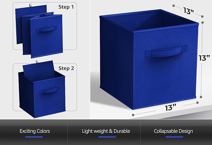 Sorbus Fabric Storage Cubes - 6 Foldable Storage Bins for Organizing Pantry, Cubbies, Toy Box - Clothes Storage & Closet Orga