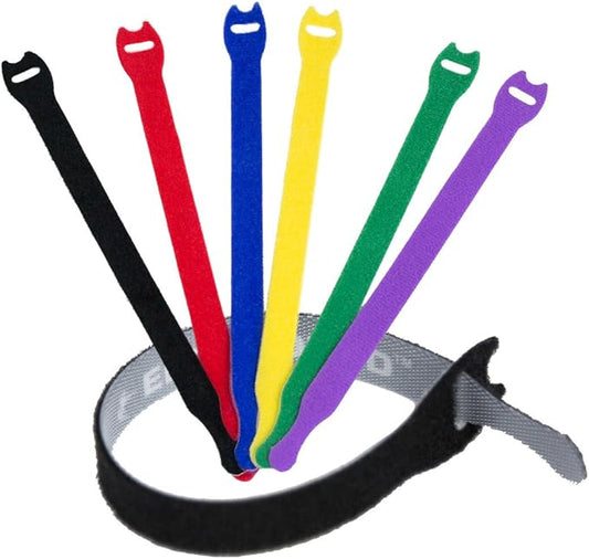 Reusable Cable Ties 1/2" x 8" for Cable Management and Organizing Cords - 30 Pack Bundled with 2 Bonus Cinch Straps (Color)