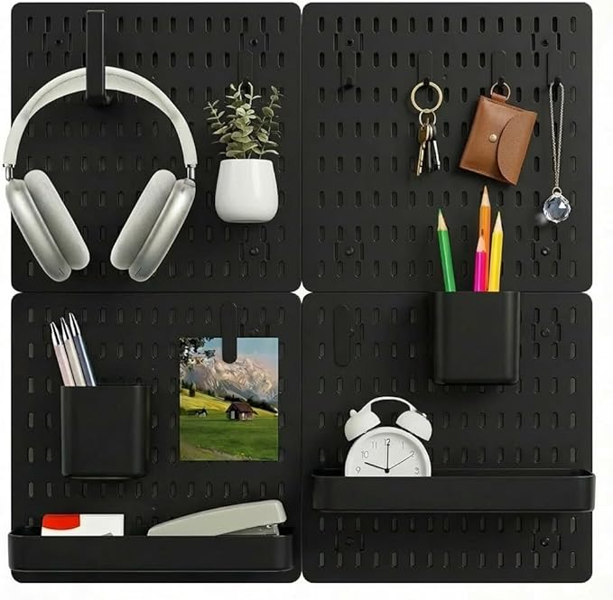 Black Pegboard Combination Kit, Wall Organizer Pegboard, Modular Hanging, Peg Boards and Accessories Modular Hanging, Garage 