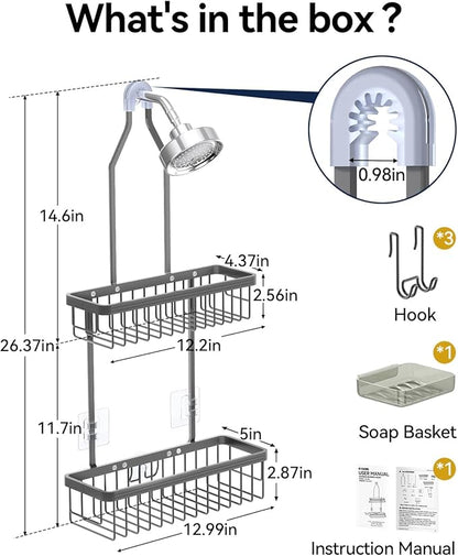YASONIC Shower Caddy Hanging, Never Rust Shower Organizer Hanging, Aluminum Shower Racks for Inside Shower with Hooks for Raz