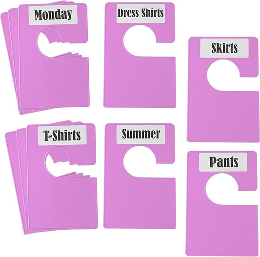 10 Pack White Clothing Rack Size Dividers Plus 45 Labels (1 Inch) and 18 Large Blank Labels, Large Rectangular Clothing Close