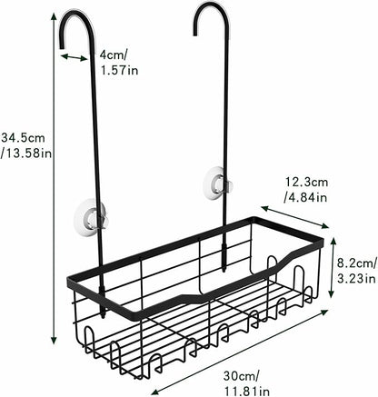 Slizy Hanging Shower Rack, Black Bathroom Storage Rack, Bathroom Door Organizer, Hanging Shower Basket, Shampoo Holder, No Dr