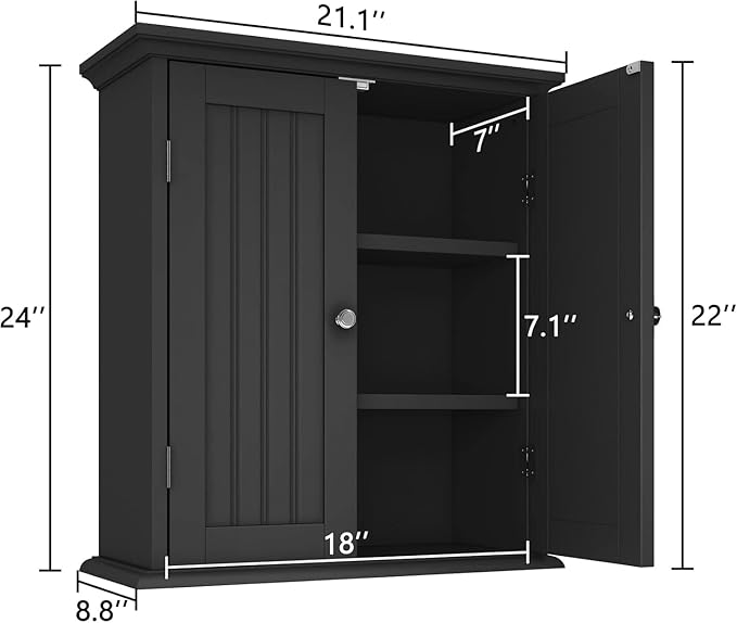 ChooChoo Bathroom Wall Cabinet Set of 2, Over The Toilet Space Saver Storage Cabinet, Medicine Cabinet with 2 Door and Adjust