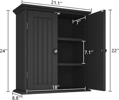 ChooChoo Bathroom Wall Cabinet Set of 2, Over The Toilet Space Saver Storage Cabinet, Medicine Cabinet with 2 Door and Adjust