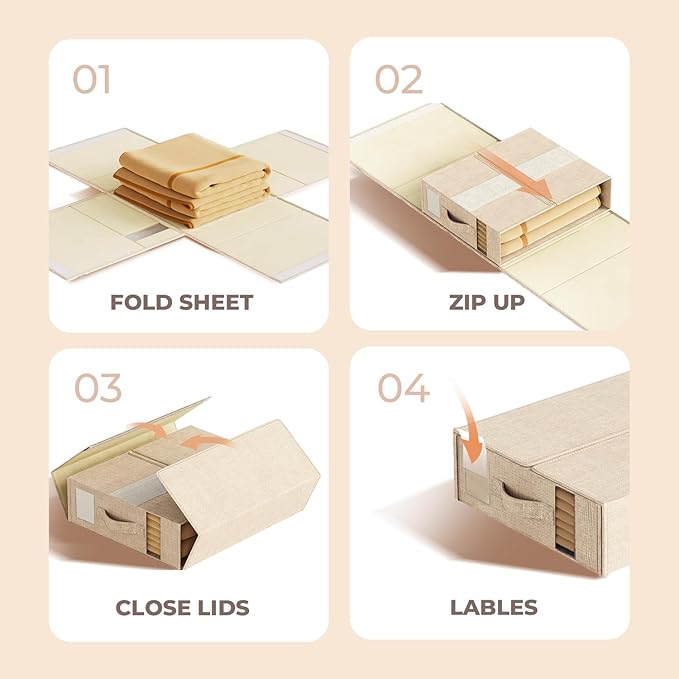 6Pack Sheet Organizers and Storage - King/Queen Size Sheet Storage Organizer with Window, Foldable & Dustproof Sheet Organize