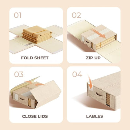 6Pack Sheet Organizers and Storage - King/Queen Size Sheet Storage Organizer with Window, Foldable & Dustproof Sheet Organize