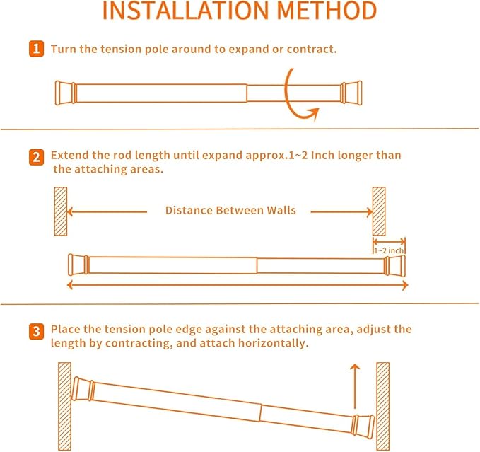 2Pcs Spring Tension Curtain Rod，21-38 Inches Adjustable Expandable Pressure White Curtain Tension Rods For Kitchen, Bathroom,