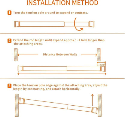 2Pcs Spring Tension Curtain Rod，21-38 Inches Adjustable Expandable Pressure White Curtain Tension Rods For Kitchen, Bathroom,
