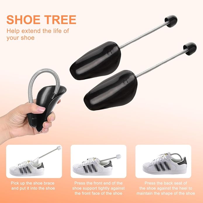 UPSTORE 4 Pairs Black Mens Plastic Adjustable Adult Shoe Tree Stretcher Boots Holder Shaper Support Practical Portable Shoe S