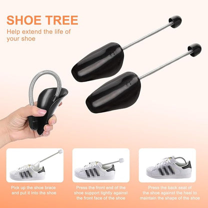 UPSTORE 4 Pairs Black Mens Plastic Adjustable Adult Shoe Tree Stretcher Boots Holder Shaper Support Practical Portable Shoe S