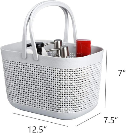 UUJOLY Plastic Organizer Storage Baskets with Handles, Shower Caddy Bins Organizer for Bathroom and kitchen（Grey