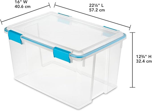 Sterilite 12-Pack Gasket Box, Weather-Resistant Storage Bins with Latching Lids, 54 Quart - Heavy-Duty Organizing Containers 
