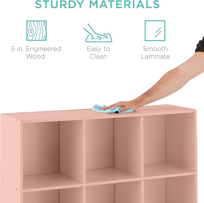 Best Choice Products Kids Bookcase 9-Cube Storage Organizer, 13.5in Shelf Opening, Bookshelf, Toy Storage, Customizable w/ 3 