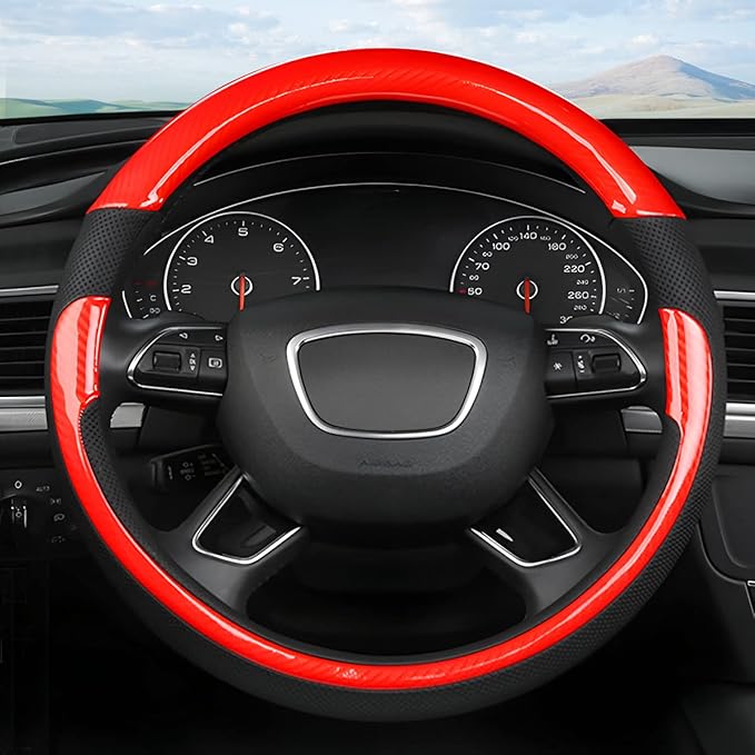 Universal Steering Wheel Cover - Microfiber Leather, 15 Inch, Anti-Slip, Breathable, Odorless Car Steering Wheel Protector, S