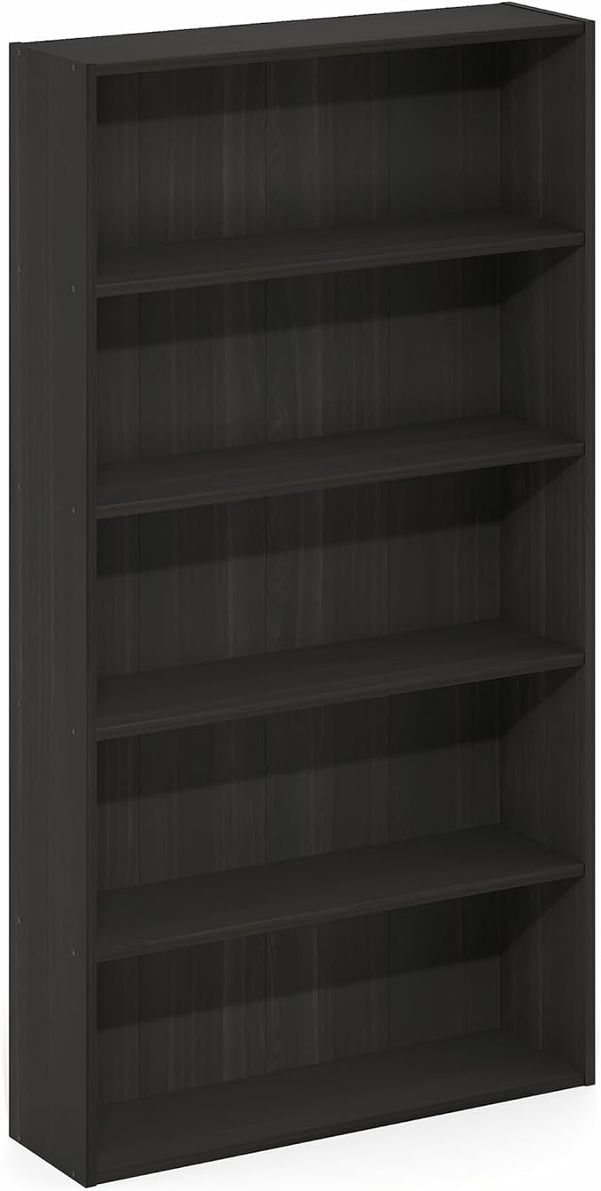 Furinno Basic Book Shelf, 5-Tier Bookshelf, Storage Organizer Bookcase with Open Shelf, 7 x 24 x 44, for Living Room, Bedroom