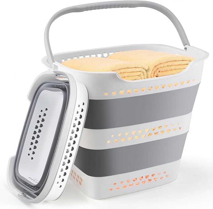 Collapsible Laundry Basket Foldable Pop-Up Laundry Hamper with Comfort Handles Portable Plastic Laundry Storage Basket Organi