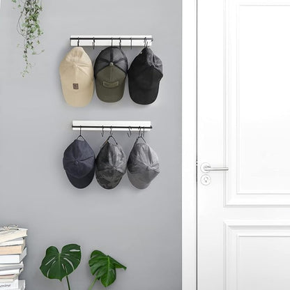 Mkono Hat Rack for Wall Wooden Baseball Caps Organizer with 20 Hooks Rustic Cowboy Hat Hanger Wall Mounted Caps Display Rack 