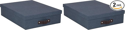 Bigso Oskar Canvas Fiberboard Document Letter Box - File Organizer Box for Important Paperwork - Document Storage with a Lid 