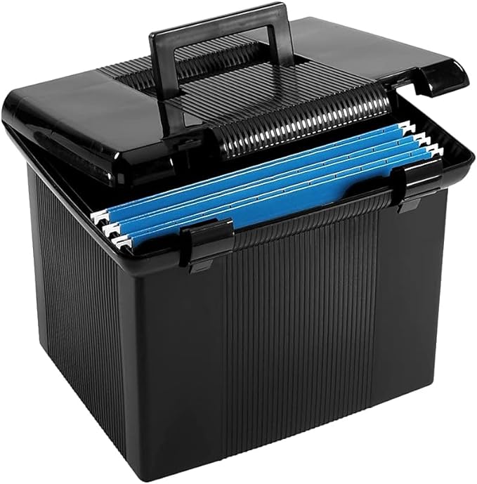 Pendaflex Portable File Box, Black, 11"H x 14" W x 11-1/8" D (41742)