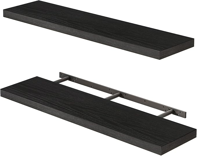 Fixwal Floating Shelves for Wall, 35" Long Heavy Duty Wall Mounted Rustic Wood Shelves for Living Room, Bedroom, Bathroom and