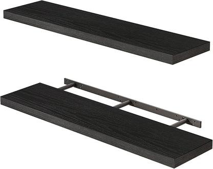 Fixwal Floating Shelves for Wall, 35" Long Heavy Duty Wall Mounted Rustic Wood Shelves for Living Room, Bedroom, Bathroom and
