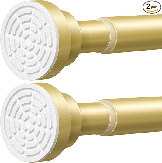 AIZESI Gold Tension Curtain Rod 30-63Inch, 2PCS Spring Tension Rod No Drilling, Non-Slip, Adjustable, Tension Rod For Windows