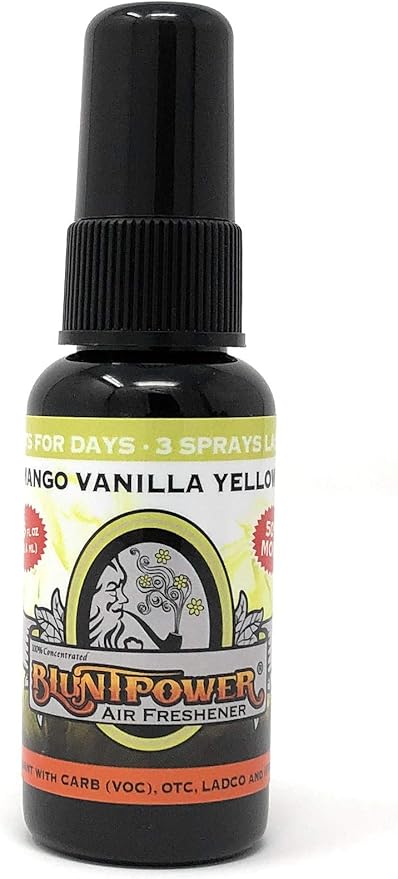 BluntPower (Mango Yellow, 1 Pack) Concentrated Air Freshener for Room and Car Spray - Oil-Based Diffuser Spray Bottle - Long-