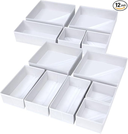 DIMJ Drawer Organizer Clothes, 12 Pack Fabric Closet Organizers and Storage, Foldable Baby Clothes Organizer & Dresser Bin Fo