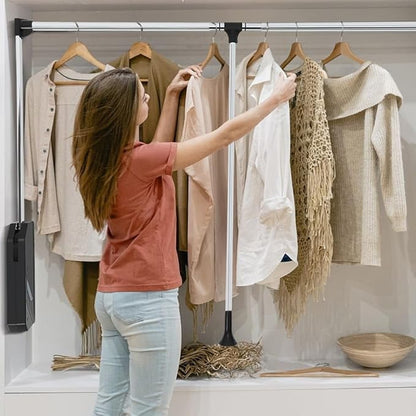 Pull Down Closet Rod, 60 lbs Load Capacity, Stainless Steel Adjustable 35-46.5 inches Soft-Close Wardrobe Lift Rail Organizer