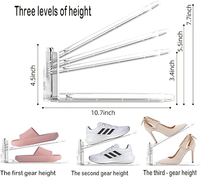 Shoe Slots Organizer for Closet 12PACK Shoe Stacker Adjustable Shoe Slots Organizer Shoe Space Savers Double Layer Stack Shoe