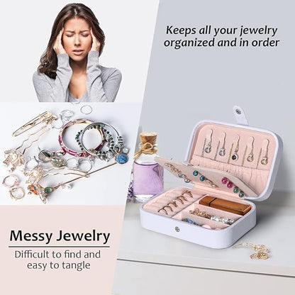 Hatori Travel Jewelry Box, PU Leather Small Jewelry Organizer for Women Girls, Portable Mini Travel Case Display Storage Hold