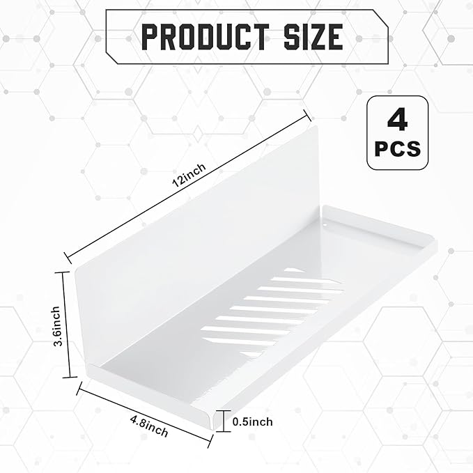 Therwen 4 Pack Magnetic Pegboard Shelves Wall Organizer Metal Pegboard Shelf Steel Tray Accessories Organizing Tools for Craf