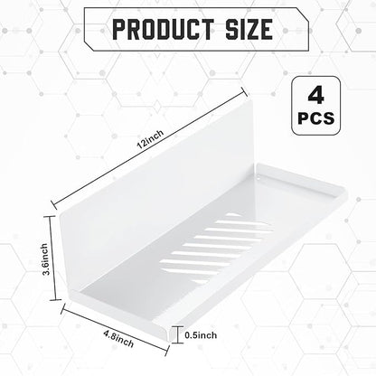 Therwen 4 Pack Magnetic Pegboard Shelves Wall Organizer Metal Pegboard Shelf Steel Tray Accessories Organizing Tools for Craf