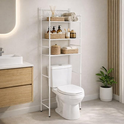 Home Zone Living Over the Toilet Bathroom Storage Organizer with 3 Tiers of Shelving Rack Space