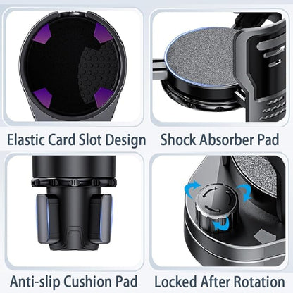 Upgrade Dual Cup Holder Expander, 2 in 1 Multifunction Cup Holder for Car with Lock, 360° Rotating Car Cup Drink Holder with 